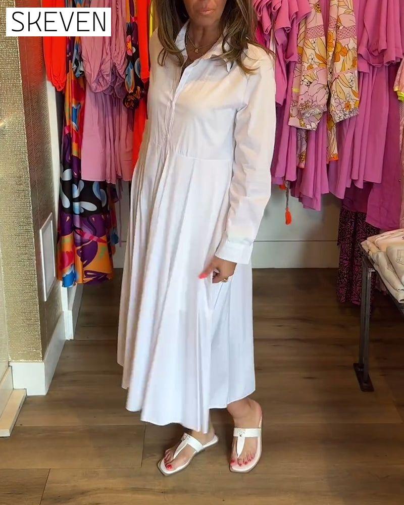 Freizeitkleid mit einfarbigem Revers