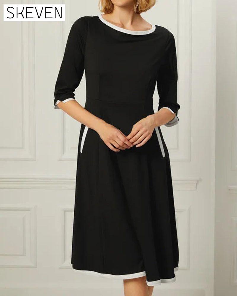 Round neck elegant pocket dress 2023 f/w 23BF casual dresses Clothes Dresses spring
