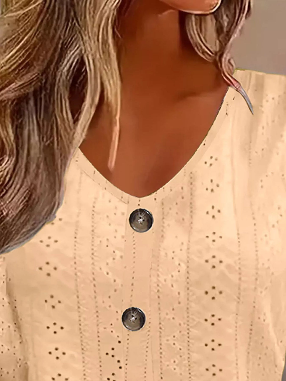 Eyelet Tie-Sleeve Detail Top
