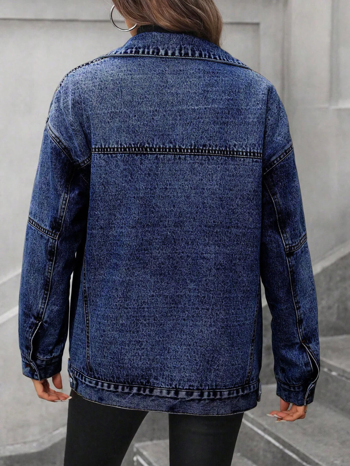 Sherpa-Lined Button Up Denim Jacket
