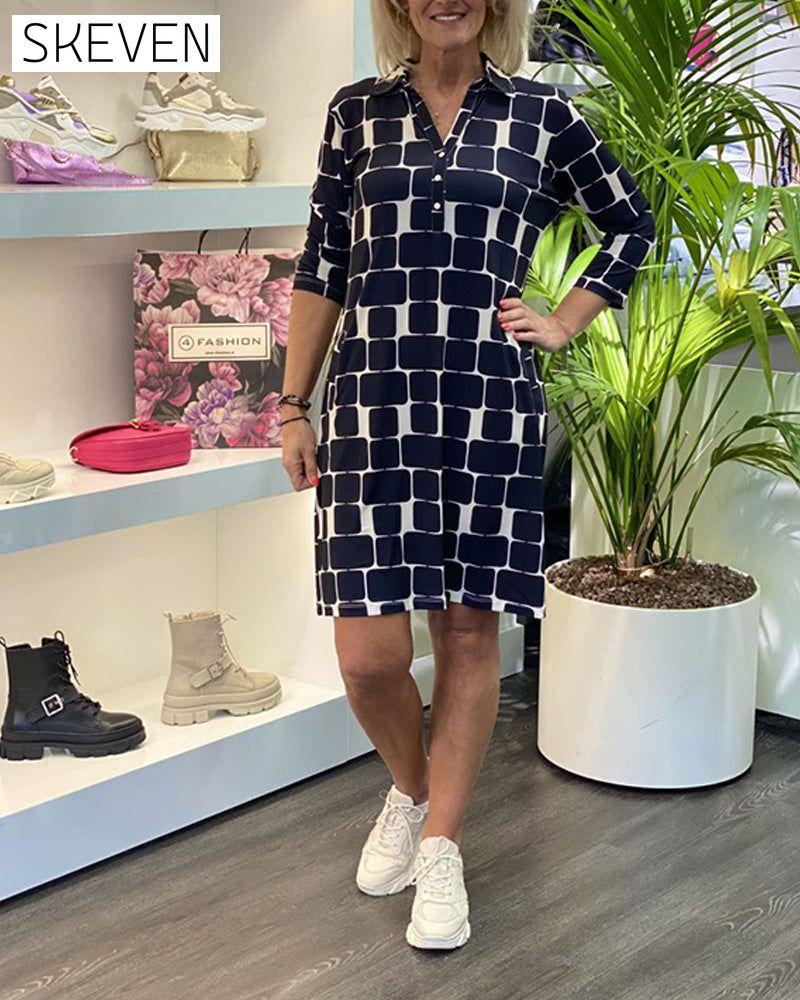 Kleid mit Revers-Karomuster
