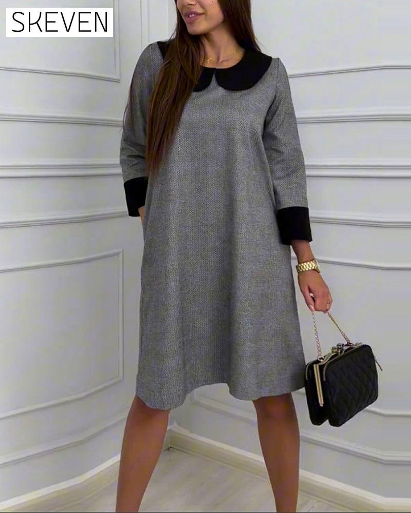 Casual Pocket Dress with Peter Pan Collar
