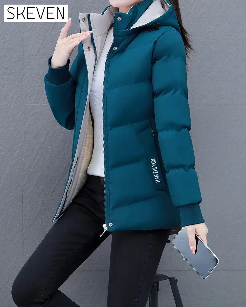 Casual Solid Color Warm Hooded Jacket