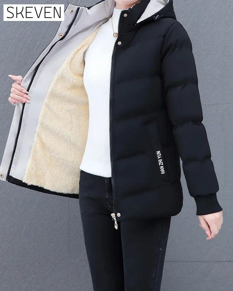 Casual Solid Color Warm Hooded Jacket