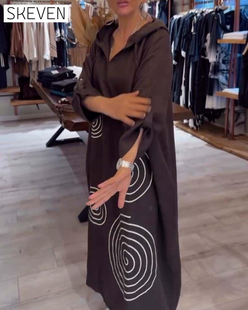 Kapuzenkleid mit langen Ärmeln, lockerer Passform