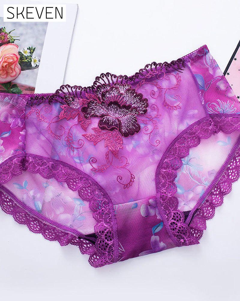 Culotte antibactérienne avec broderie en dentelle