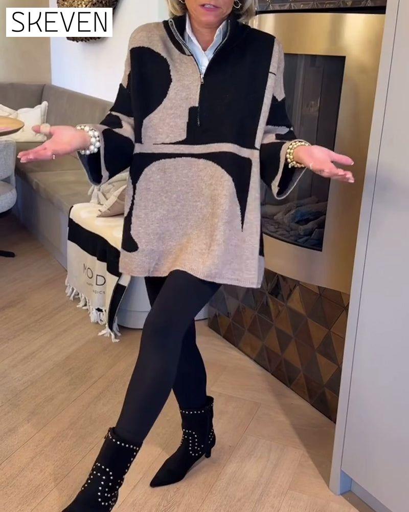 Half-Zip Stand Collar Fashionable Pullover
