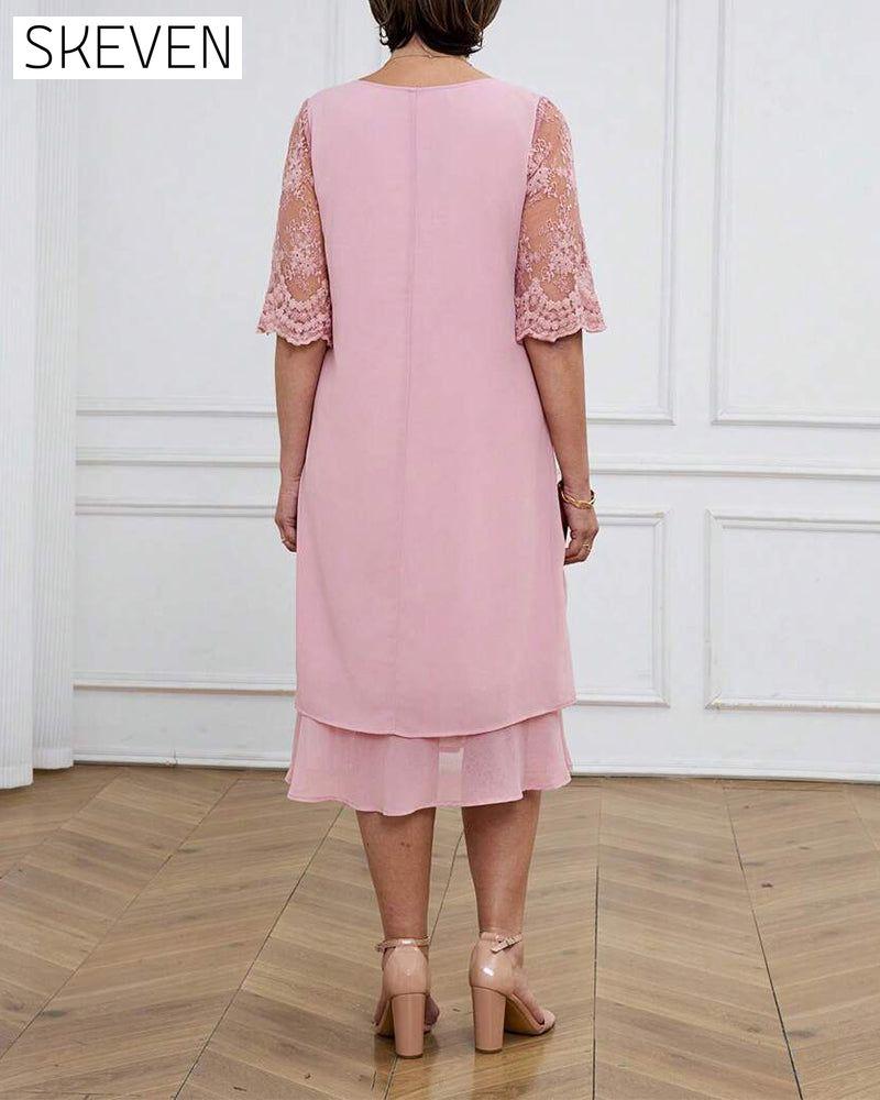 Robe mi-longue en dentelle élégante et tendance
