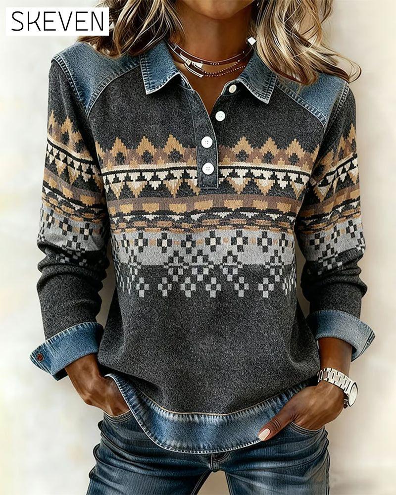 Langarm-Sweatshirt mit Knopfleiste