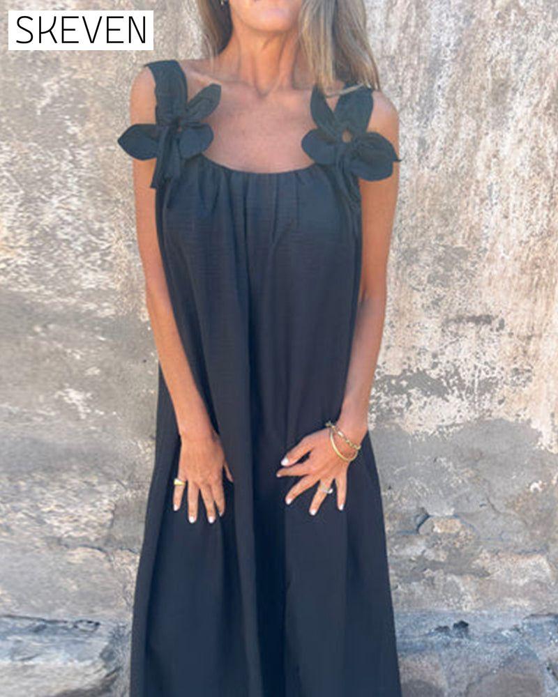 Ärmelloses, einfarbiges, modisches langes Kleid