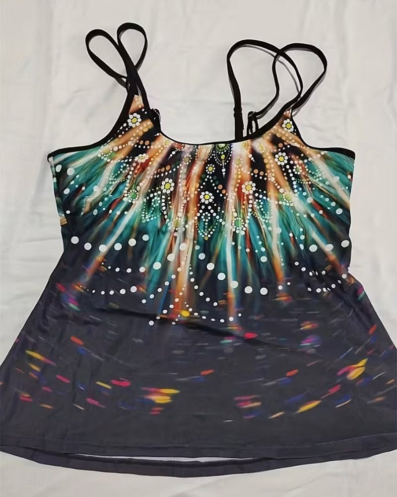 Sleeveless Print Two-Piece Bikini Swimsuit