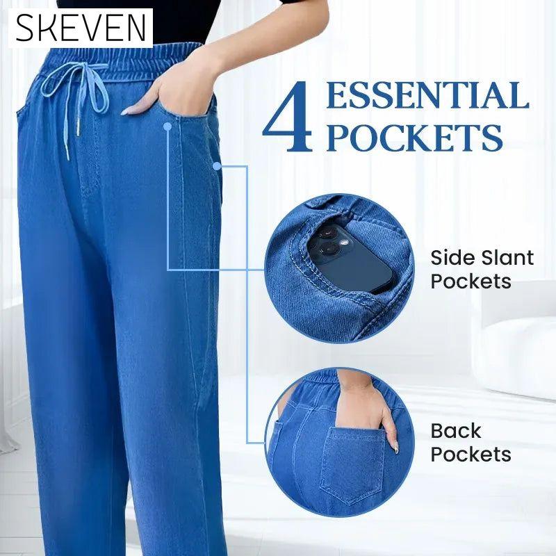 Jean mom taille haute ultra-extensible