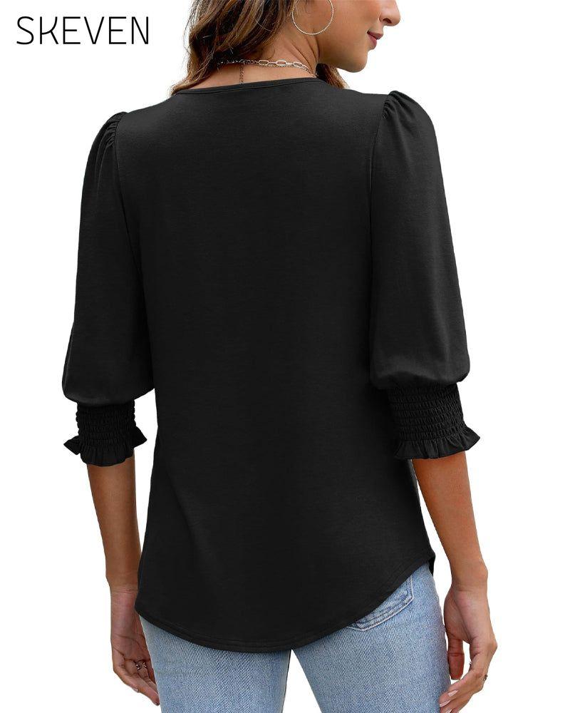 Puff Sleeve Printed Blouse