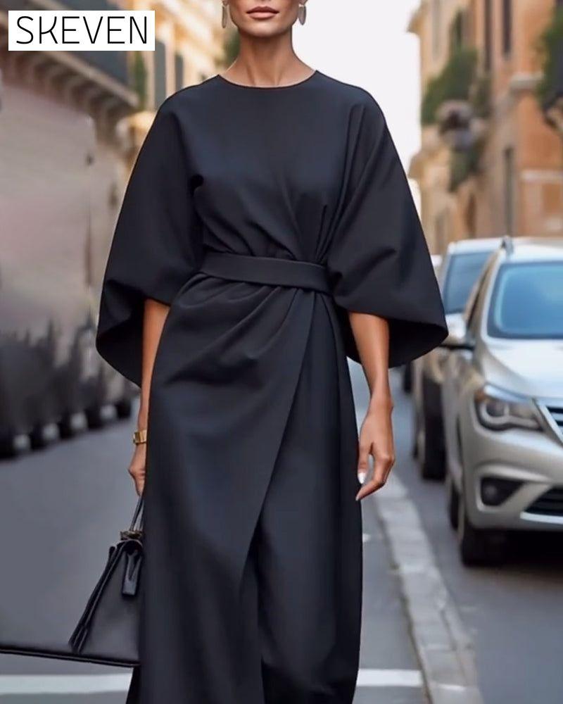 Elegantes Kleid mit Laternenärmeln und Gürtel