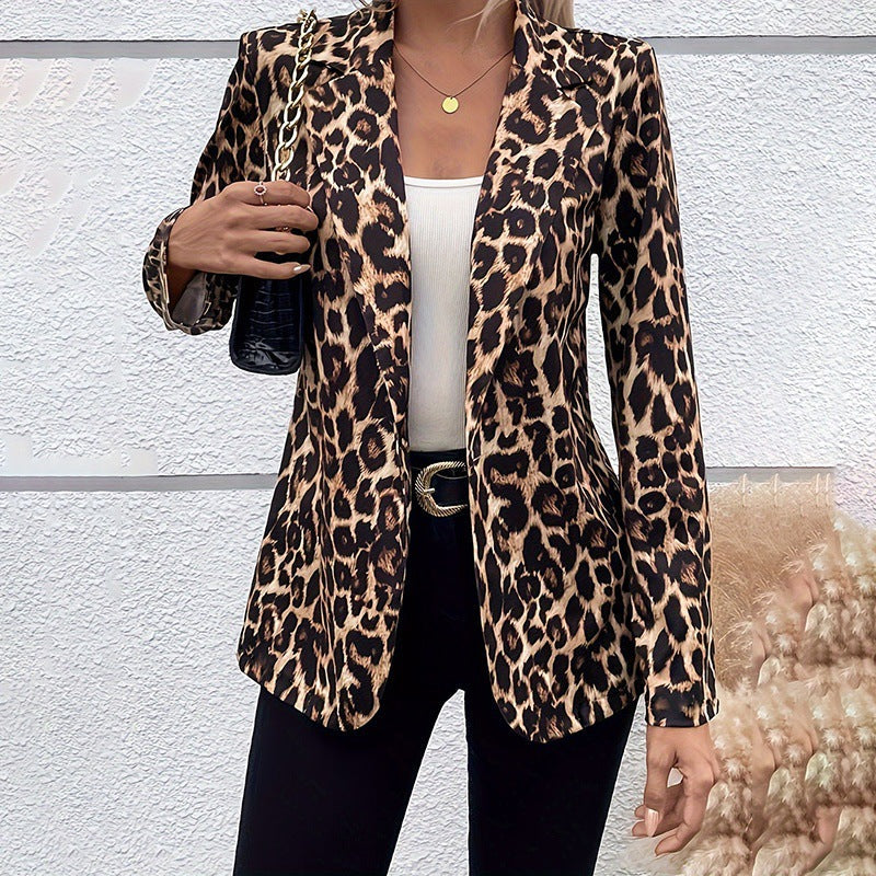 Elegant Lapel Long-sleeve Midi-length Slimming Sexy Blazer
