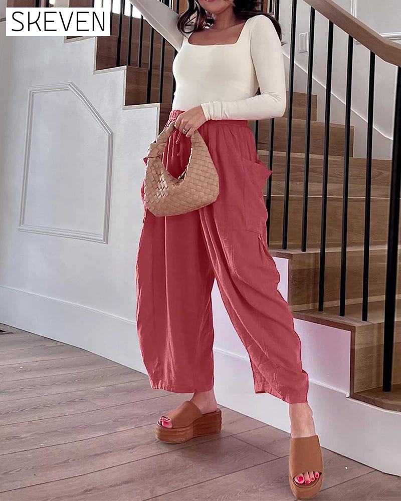 Lässige Freizeithose mit geradem Bein