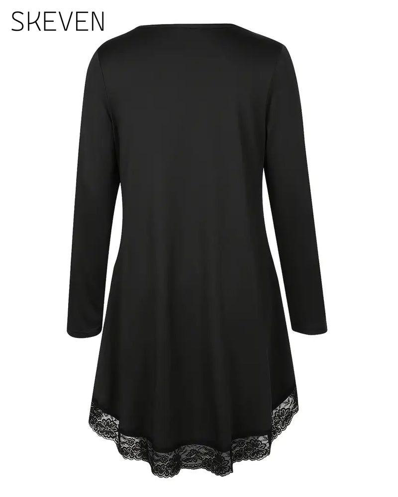 Irregular Long-Sleeved Mesh Patchwork Top