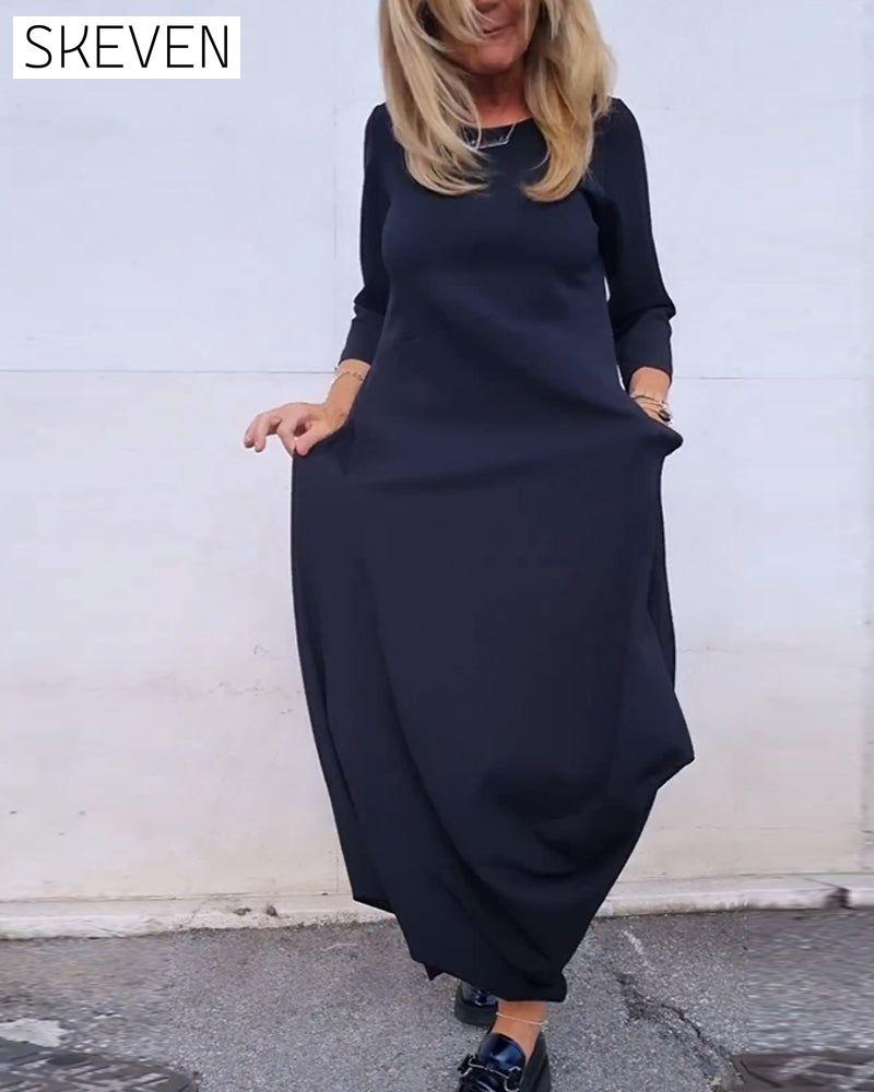 Simple solid color pocket dress 2023 f/w 23BF casual dresses Clothes Dresses spring