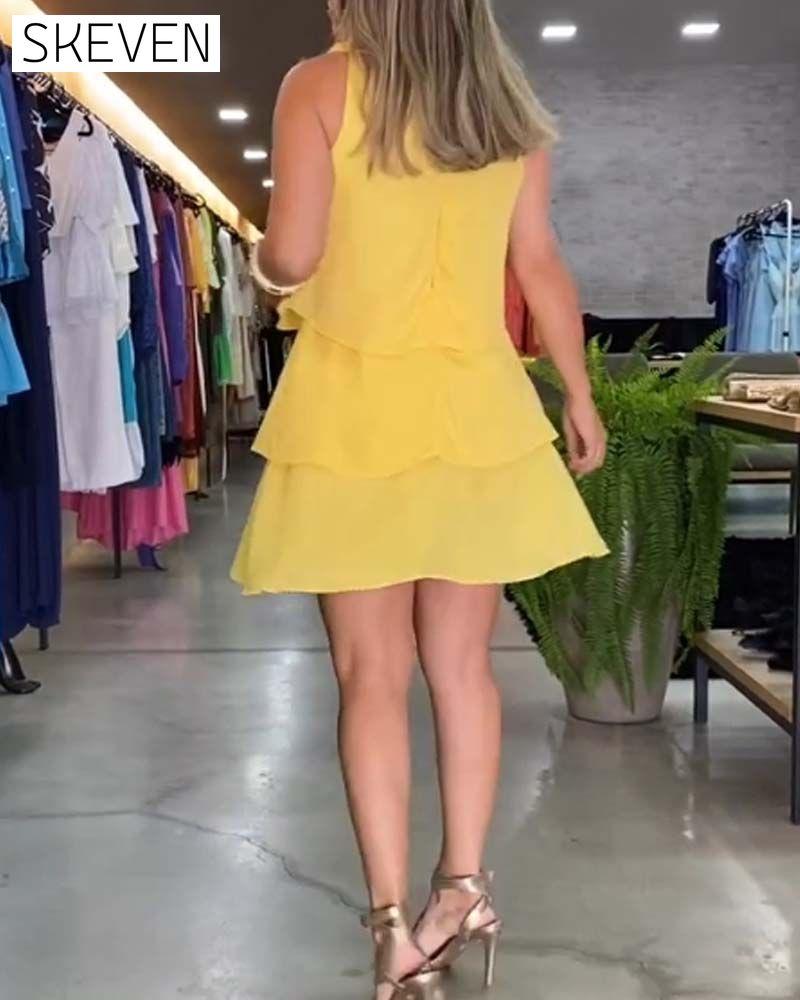 Sleeveless double layer ruffle dress