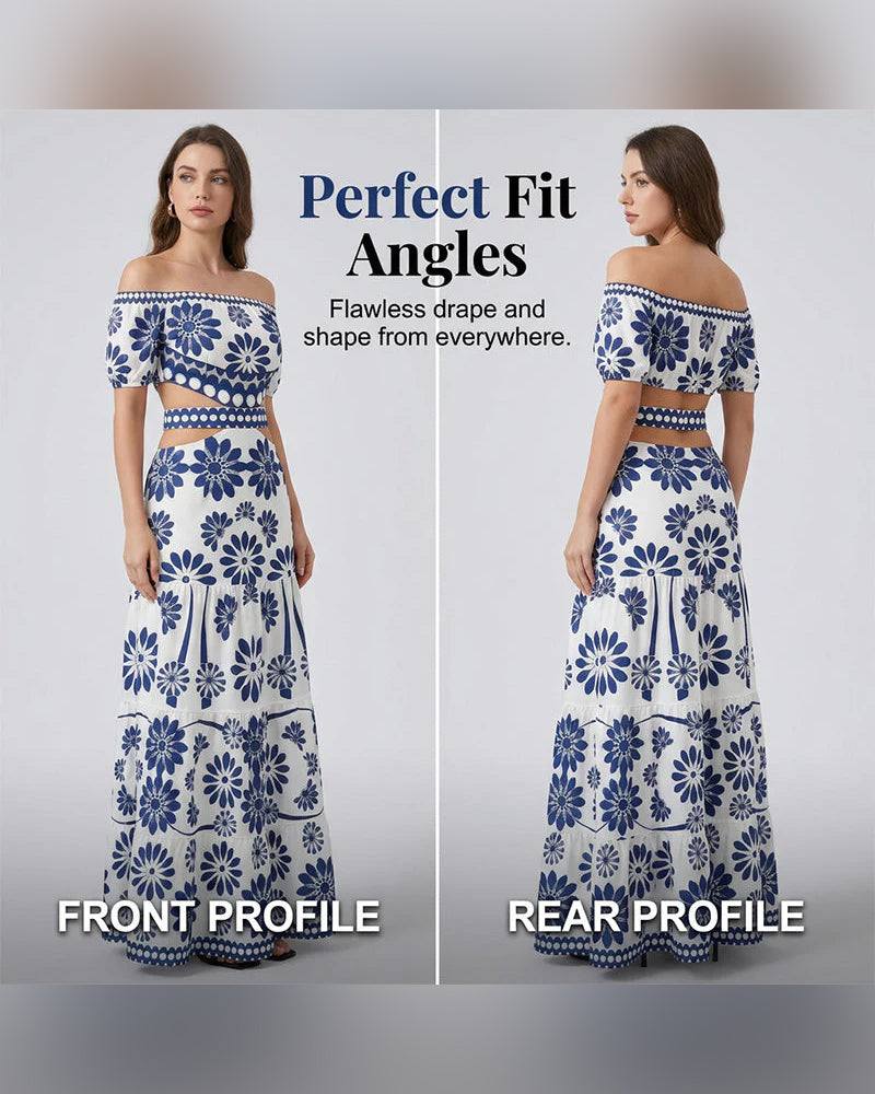 Off-Shoulder Floral Cutout Dress