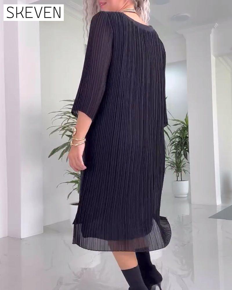 Freizeitkleid in Unifarbe mit Schlitz