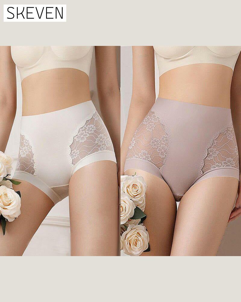 Sous-vêtements en dentelle extensible sans coutures à taille haute pour femmes