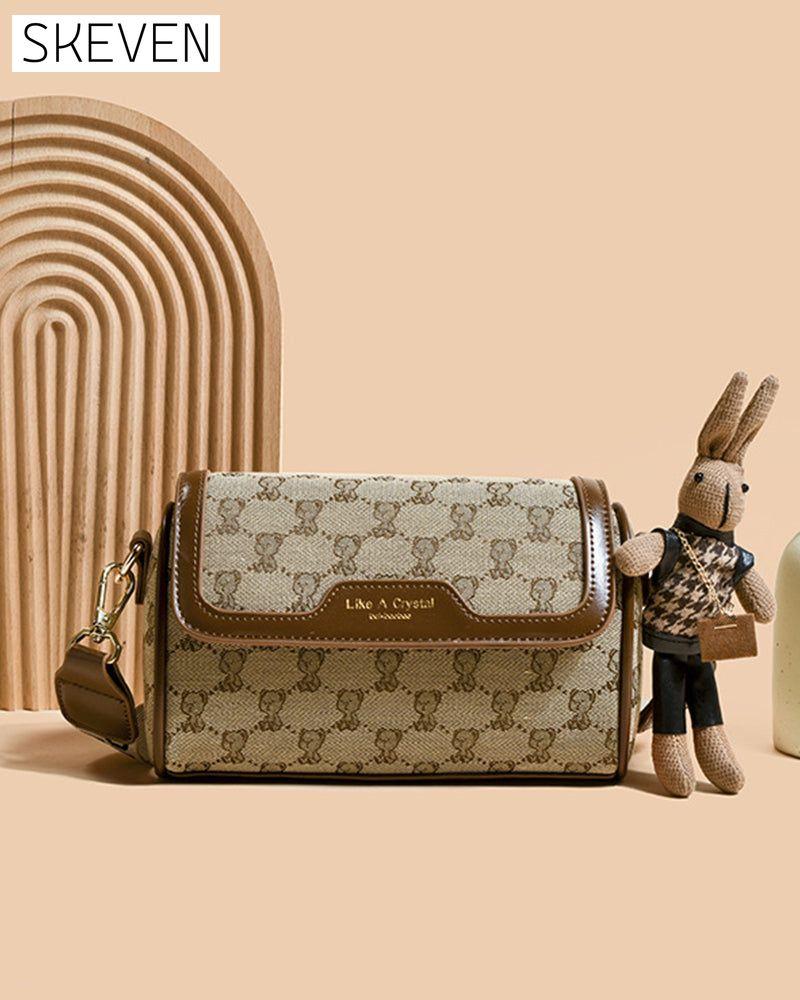 Schlichte Schultertasche mit Bärenmuster
