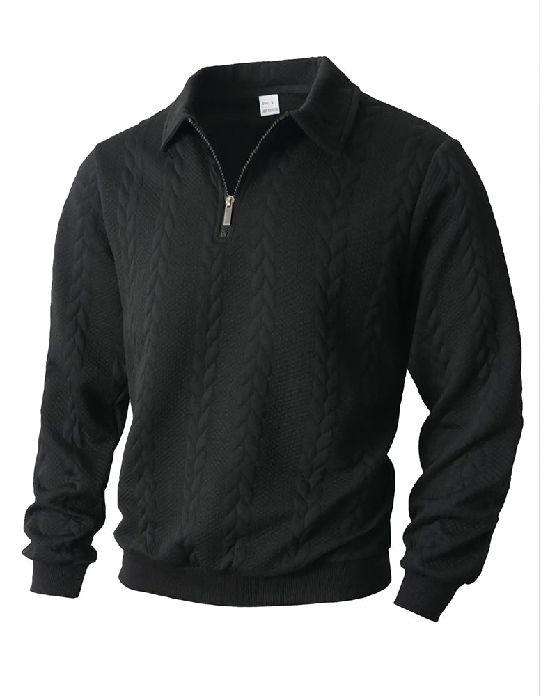 Lapel Half Zipper Casual Hoodie