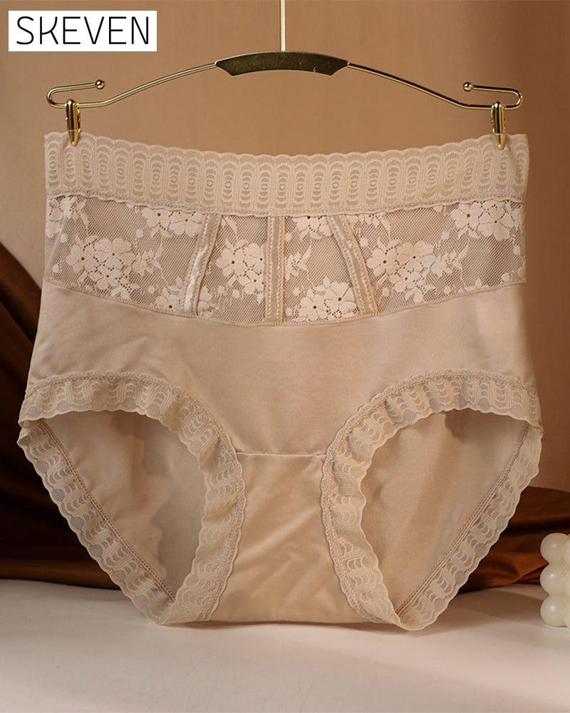 Damen-Slips mit hoher Taille und Spitze