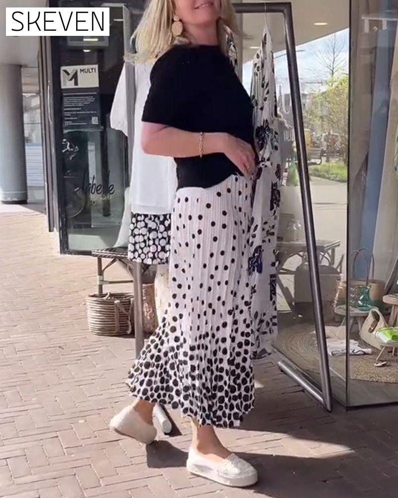Eleganter Faltenrock mit Polka-Dot-Muster