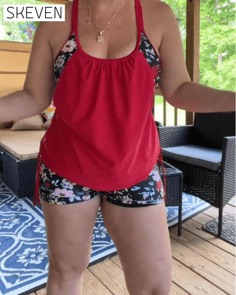 Printed Suspender Boxer Swimsuit