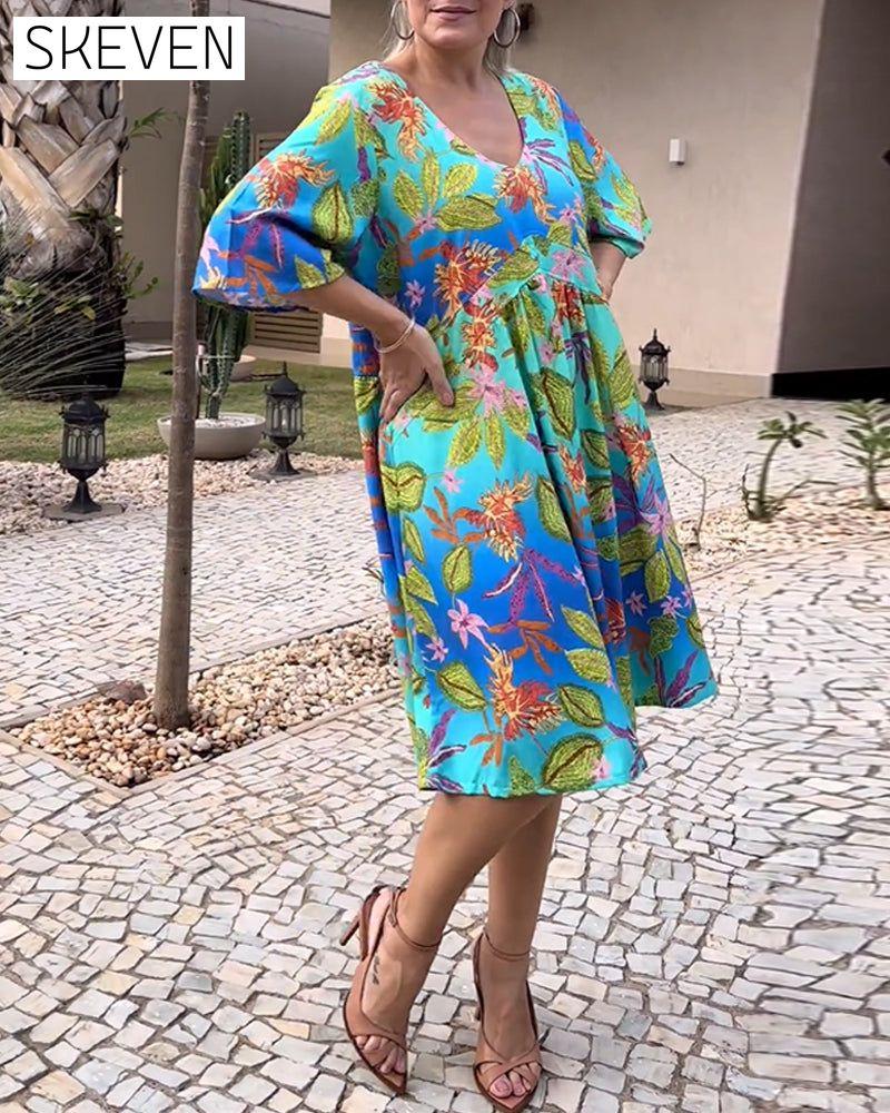 Freizeitkleid mit botanischem Muster