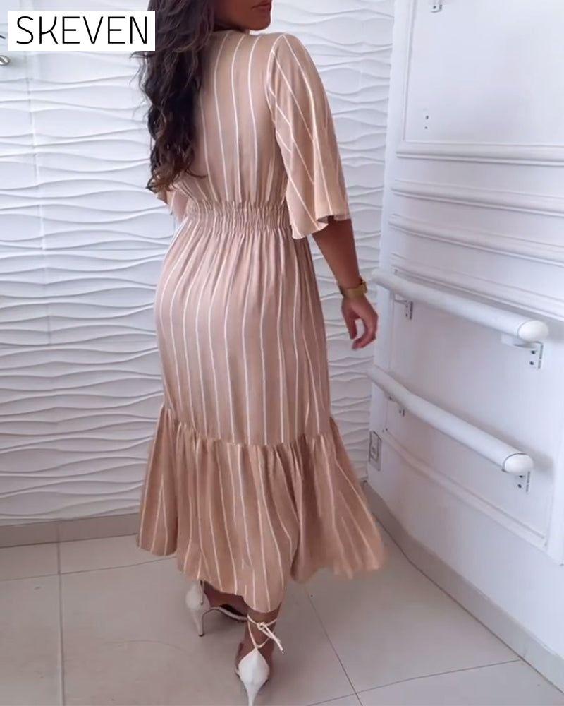 Gestreiftes Freizeitkleid mit Kordelzug