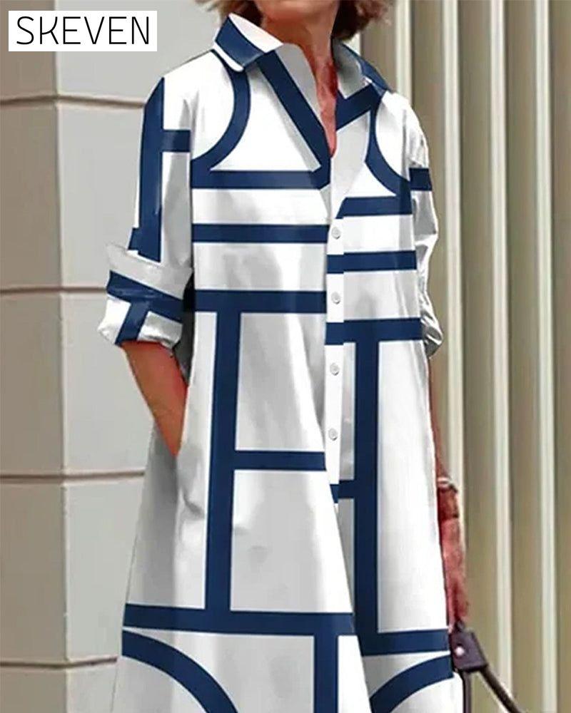 Kleid mit geometrischem Taschenmuster