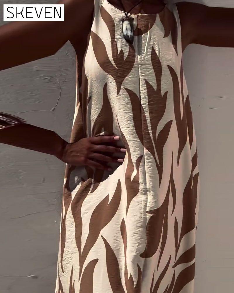 Robe imprimée sans manches et dos nu