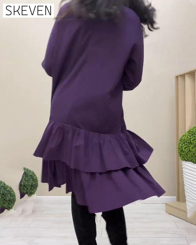 Gentle ruffled knee-length dress