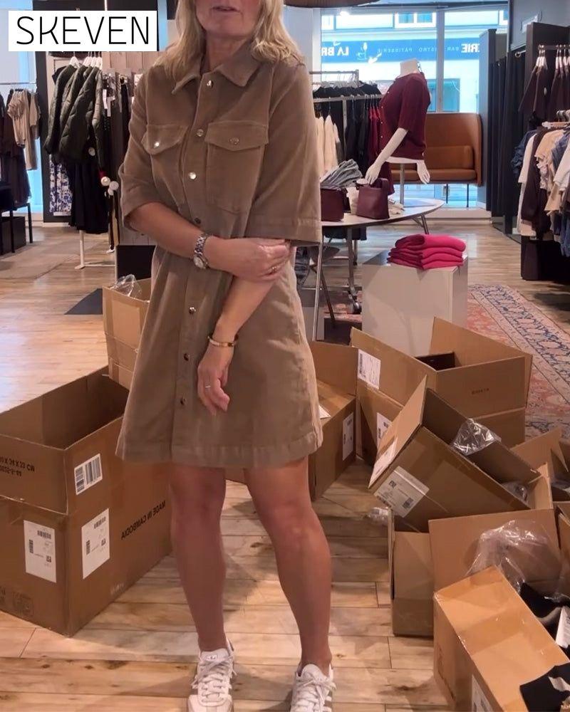 Half-Sleeved Solid Color Dress