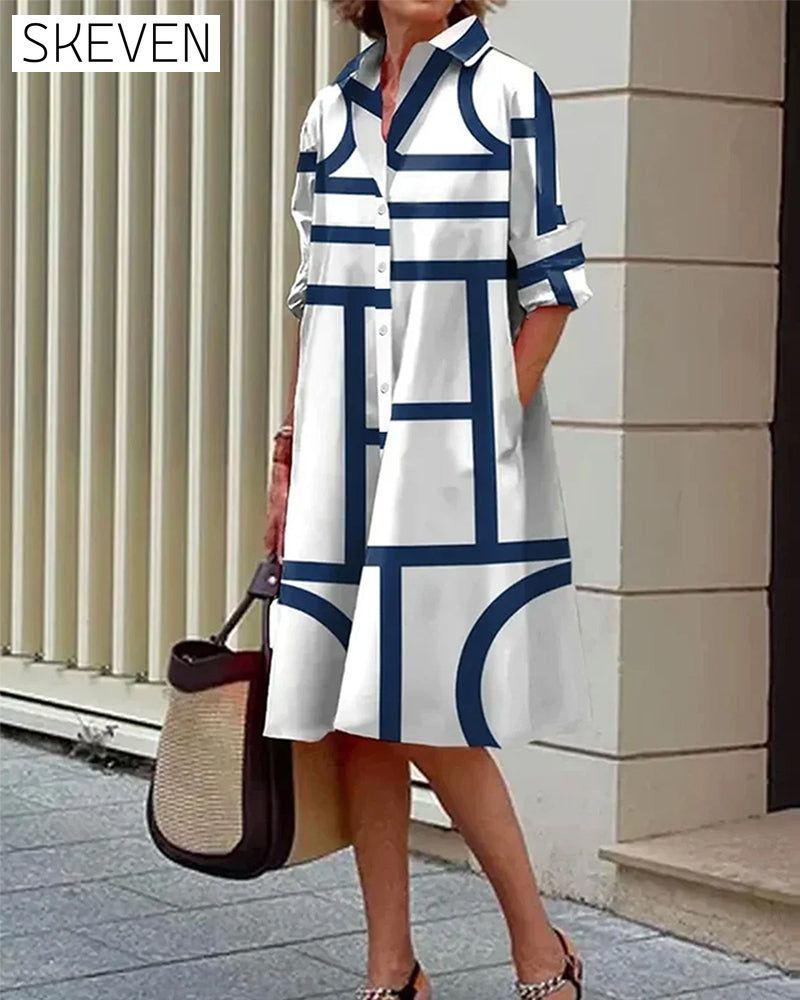 Kleid mit geometrischem Taschenmuster