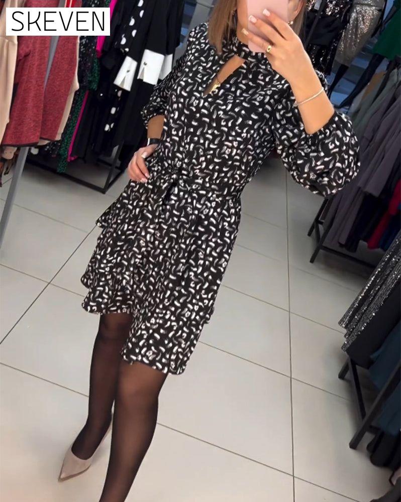 Elegant printed cutout dress