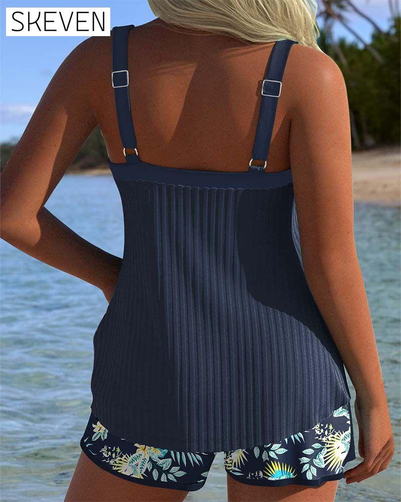 Striped Two-Piece Beach Shorts Tankini