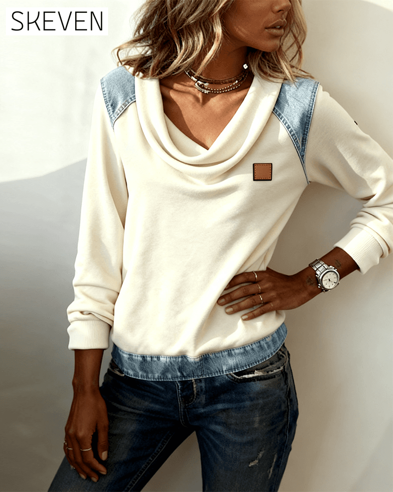 Modisches Sweatshirt mit Kragen aus Fleece