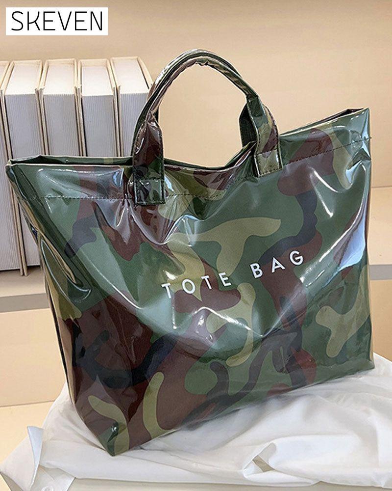 Sac fourre-tout pour femme à motif camouflage et feuilles