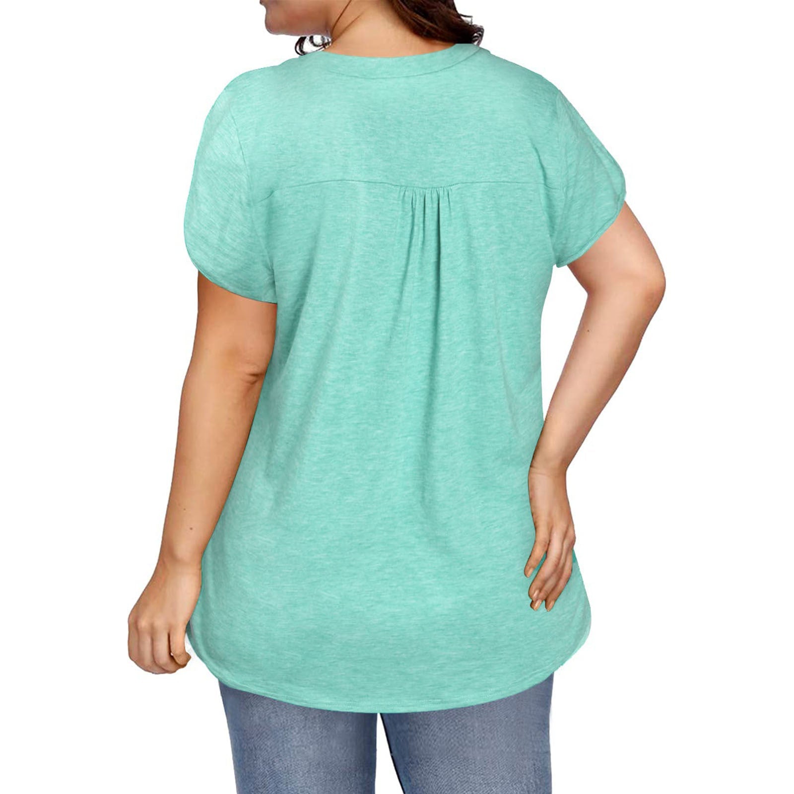 V-neck Relaxed-fit Petal-sleeve Short Sleeves