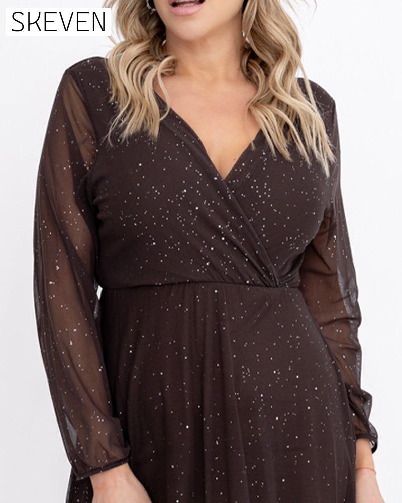 Sexy Kleid mit V-Ausschnitt und Glitzer
