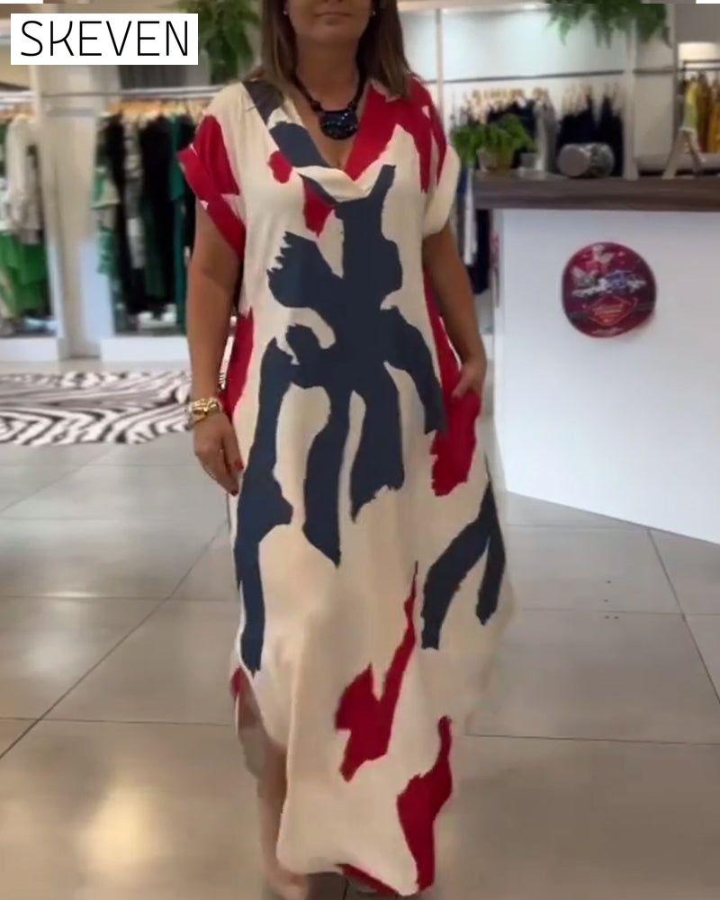 Short-Sleeved Printed Dress