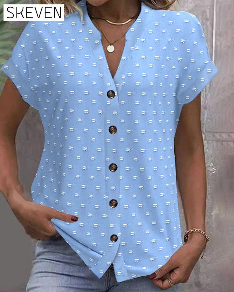 Blue Drop Shoulder Blouse