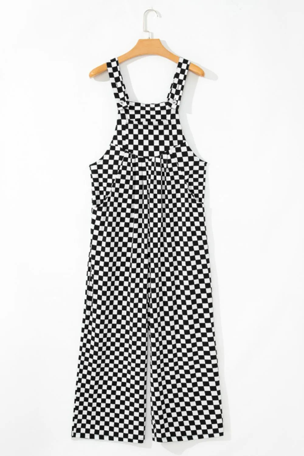 Jumpsuit mit Karomuster, Taschen und weitem Bein