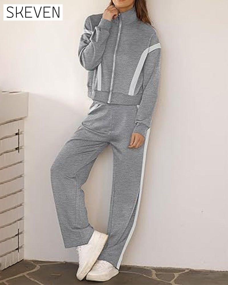 Ensemble deux pièces veste et pantalon style sport-décontracté