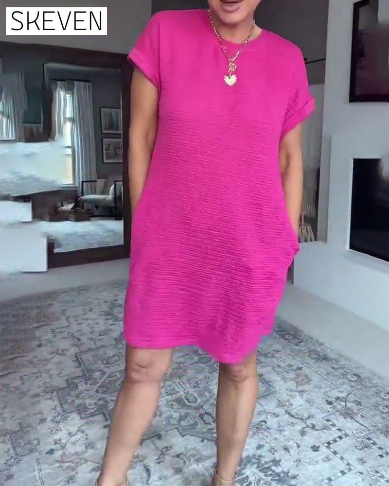 Casual Short Sleeve Round Neck Dress
