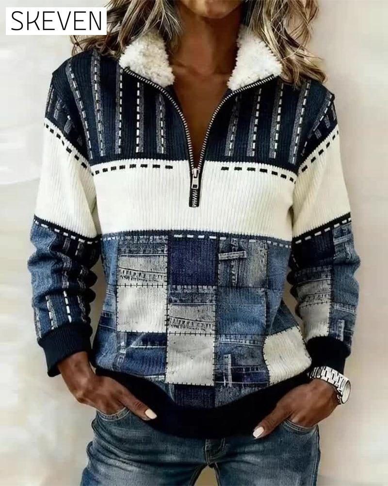 Half-Zip Collar Retro Sweatshirt